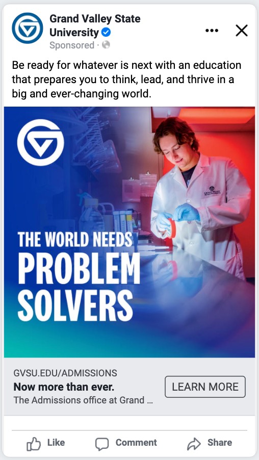 The World Needs Problem Solvers Facebook Ad Preview
